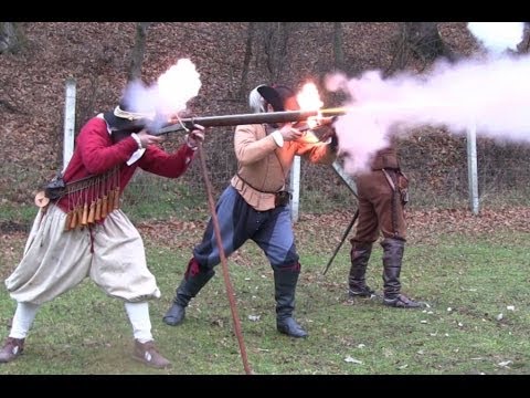 Matchlock and wheellock firing according to authentic French 17th century regulations