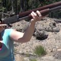 Mae fires the WWI Remington Model 10 Trenchgun