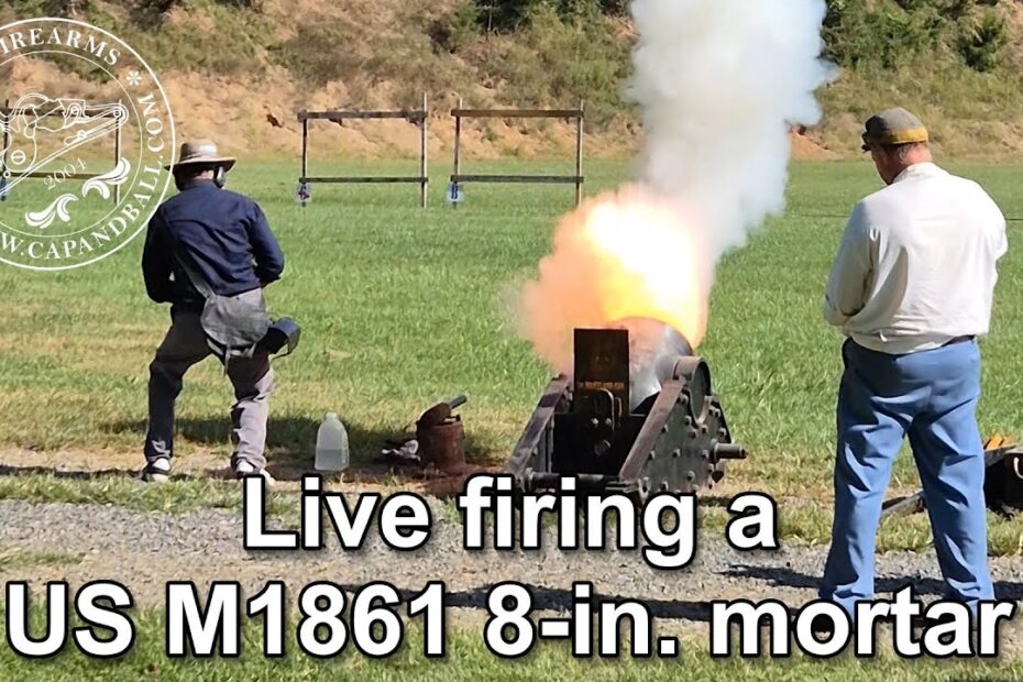 Live firing a civil war M1861 8-in. light mortar at Ft. Shenandoah